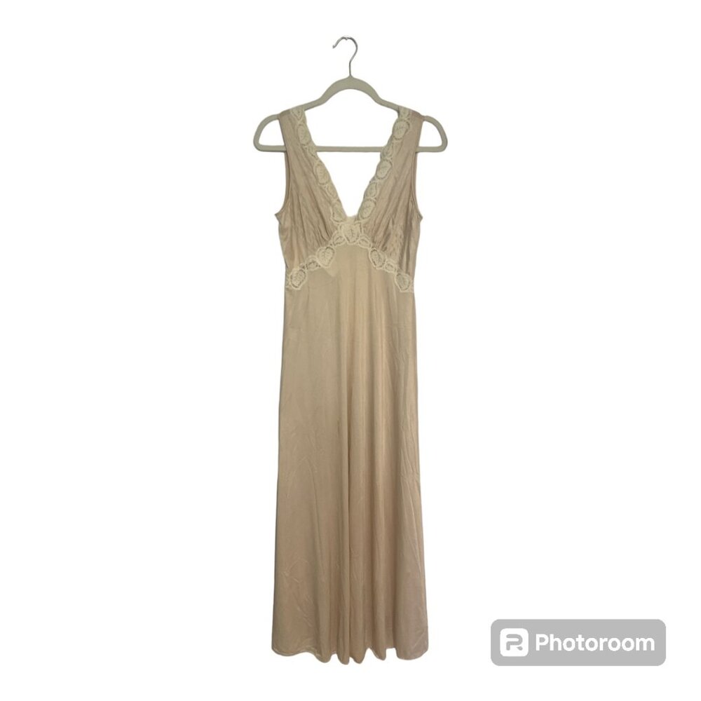 Women's Vintage Maidenform Dreamwear Cream Satin Slip Dress Nightgown Size Small